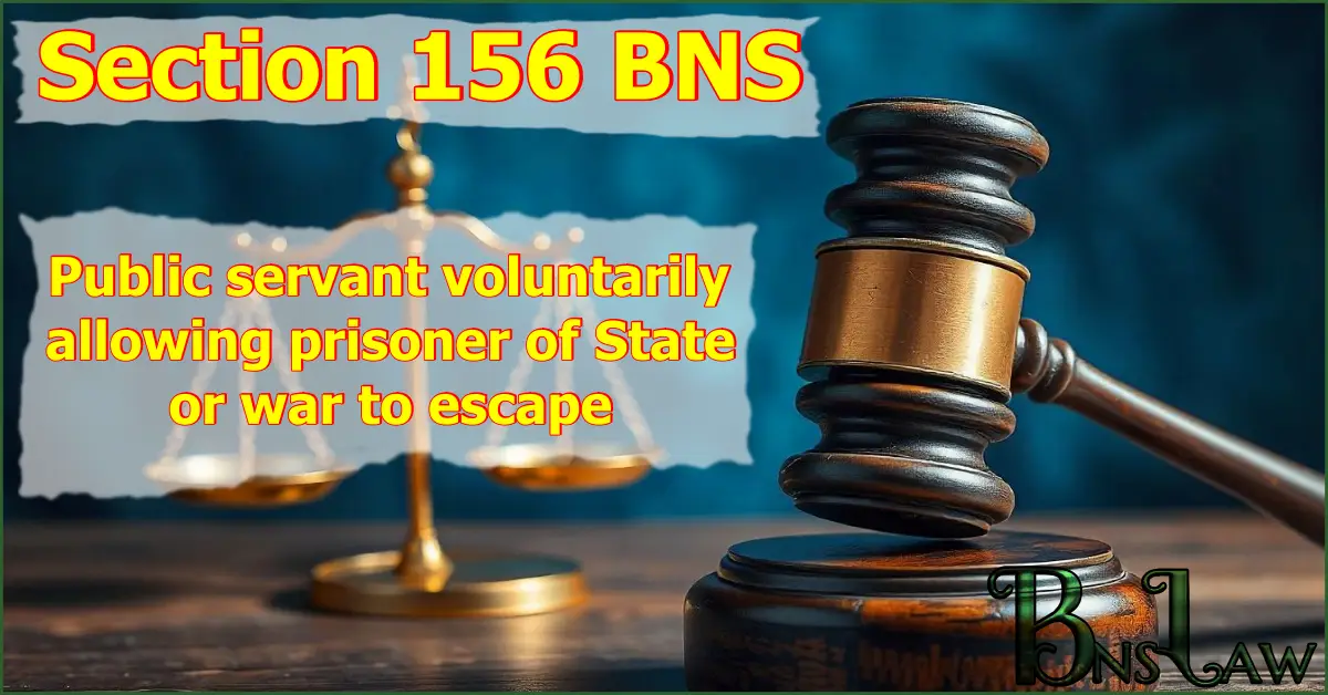 Section 156 BNS: Public servant voluntarily allowing prisoner of State or war to escape